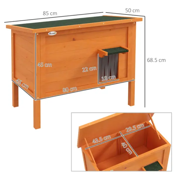 Feral Cat House, Wooden Insulated with Removable Floor, Water-Resistant Openable Roof - Orange | PawHut