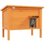 Feral Cat House, Wooden Insulated with Removable Floor, Water-Resistant Openable Roof - Orange | PawHut