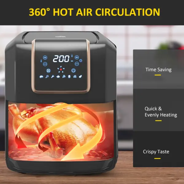 1700W 6.5L Air Fryer, Air Fryer Oven with Digital Display, Adjustable Temperature, Timer & Nonstick Basket for Oil | HOMCOM