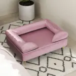 Cat Sofa with Removable Backrest, Soft Cushion Pet Couch, Washable Cover, for Small and Medium Sized Dogs, Pink | PawHut