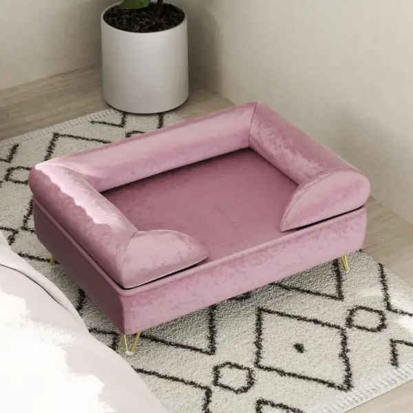 Cat Sofa with Removable Backrest, Soft Cushion Pet Couch, Washable Cover, for Small and Medium Sized Dogs, Pink | PawHut