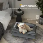 Cat Sofa Pet Couch w/ Removable Backrest, Soft Cushion, Washable Cover, for Small and Medium Sized Dogs, Grey | PawHut