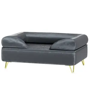 Cat Sofa Pet Couch w/ Removable Backrest, Soft Cushion, Washable Cover, for Small and Medium Sized Dogs, Grey | PawHut