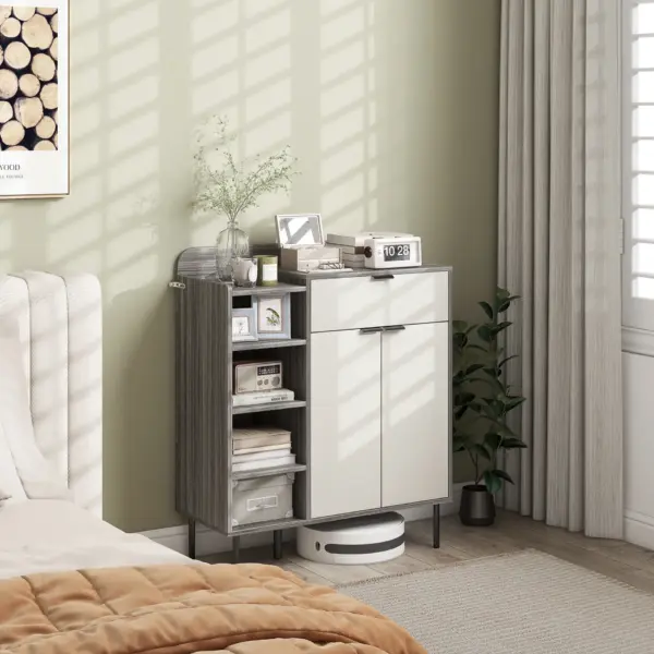 Modern 12 Shoe Storage Cabinet in Grey/White by HOMCOM
