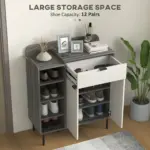 Modern 12 Shoe Storage Cabinet in Grey/White by HOMCOM