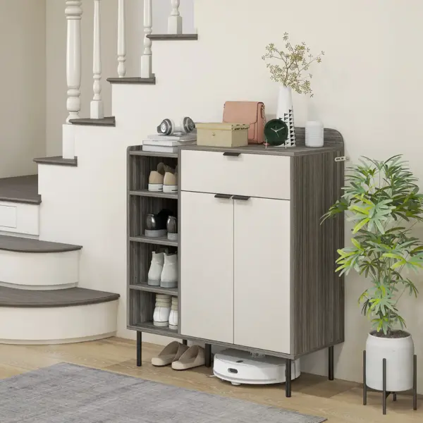 Modern 12 Shoe Storage Cabinet in Grey/White by HOMCOM