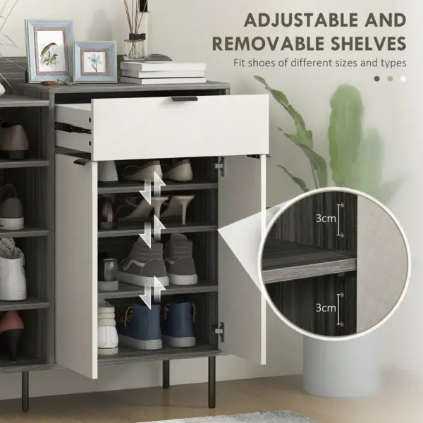 Modern 12 Shoe Storage Cabinet in Grey/White by HOMCOM
