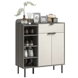 Modern 12 Shoe Storage Cabinet in Grey/White by HOMCOM