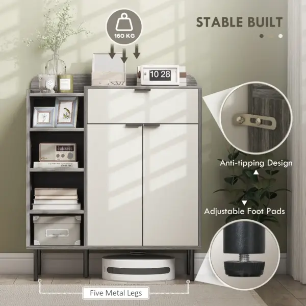 Modern 12 Shoe Storage Cabinet in Grey/White by HOMCOM