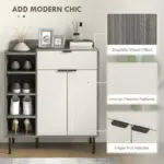 Modern 12 Shoe Storage Cabinet in Grey/White by HOMCOM