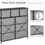 9 Drawers Storage Dresser Chest Organizer Unit, Fabric Bins, for Bedroom, Hallway, Entryway, Black and Grey by HOMCOM