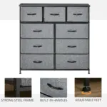 9 Drawers Storage Dresser Chest Organizer Unit, Fabric Bins, for Bedroom, Hallway, Entryway, Black and Grey by HOMCOM