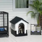 Plastic Dog Kennel with Windows, for Garden Patio, Miniature Dogs, 64.5 x 57 x 66cm - Grey | PawHut