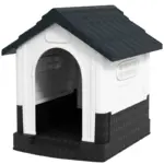 Plastic Dog Kennel with Windows, for Garden Patio, Miniature Dogs, 64.5 x 57 x 66cm - Grey | PawHut
