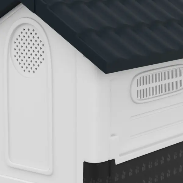 Plastic Dog Kennel with Windows, for Garden Patio, Miniature Dogs, 64.5 x 57 x 66cm - Grey | PawHut