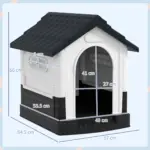 Plastic Dog Kennel with Windows, for Garden Patio, Miniature Dogs, 64.5 x 57 x 66cm - Grey | PawHut