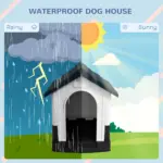 Plastic Dog Kennel with Windows, for Garden Patio, Miniature Dogs, 64.5 x 57 x 66cm - Grey | PawHut