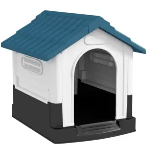 Plastic Dog Kennel with Windows, for Garden Patio, Miniature and Small Dogs, 80 x 69 x 76cm - Blue | PawHut