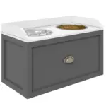 Elevated Dog Feeder, Stainless Steel Pet Bowls with Storage Drawer, 21L Capacity for Large Breeds in Grey | PawHut