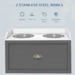 Elevated Dog Feeder, Stainless Steel Pet Bowls with Storage Drawer, 21L Capacity for Large Breeds in Grey | PawHut