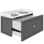 Elevated Dog Feeder, Stainless Steel Pet Bowls with Storage Drawer, 21L Capacity for Large Breeds in Grey | PawHut
