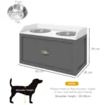 Elevated Dog Feeder, Stainless Steel Pet Bowls with Storage Drawer, 21L Capacity for Large Breeds in Grey | PawHut