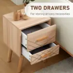 Scandinavian Bedside Cabinet with Drawers, Bedside Table with Wood Legs for Bedroom, Natural | HOMCOM