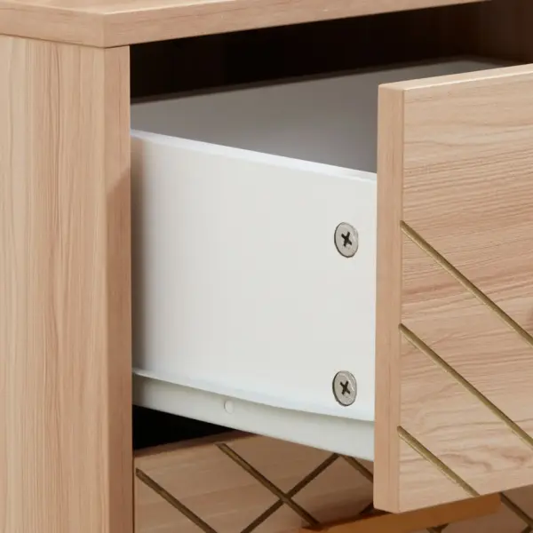 Scandinavian Bedside Cabinet with Drawers, Bedside Table with Wood Legs for Bedroom, Natural | HOMCOM