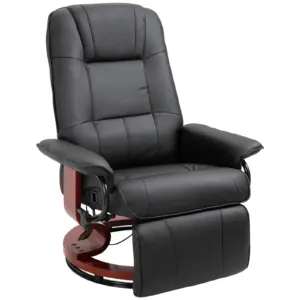 Ergonomic Recliner Sofa Chair PU Leather Armchair Lounger with Footrest Black