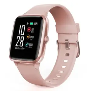 Hama Fit Watch 5910 Fitness Tracker Smart Watch, 1.3" LCD Touch Screen, Waterproof, Built-In GPS , Pink/Rose Gold