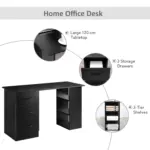 120cm Computer Desk with Storage Shelves Drawers, Writing Table Study Workstation for Home Office, Black by HOMCOM