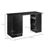 120cm Computer Desk with Storage Shelves Drawers, Writing Table Study Workstation for Home Office, Black by HOMCOM