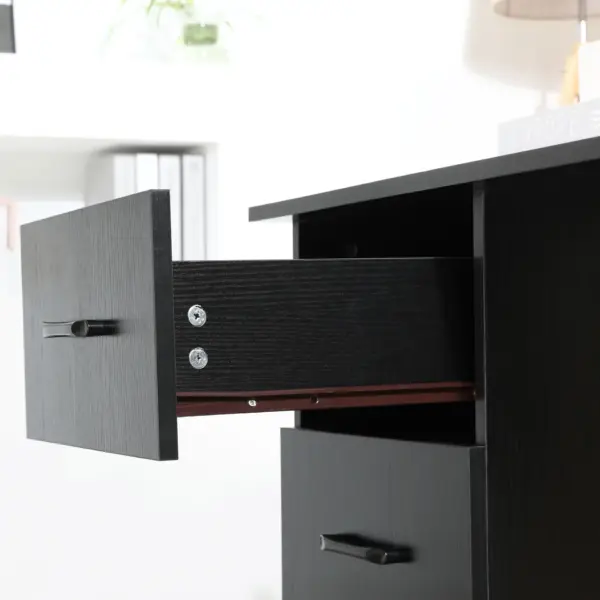 120cm Computer Desk with Storage Shelves Drawers, Writing Table Study Workstation for Home Office, Black by HOMCOM