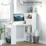 120cm Modern Computer Desk Bookshelf Writing Table Workstation PC Laptop Study Home Office 6 Shelves White | HOMCOM