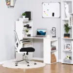 120cm Modern Computer Desk Bookshelf Writing Table Workstation PC Laptop Study Home Office 6 Shelves White | HOMCOM