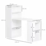 120cm Modern Computer Desk Bookshelf Writing Table Workstation PC Laptop Study Home Office 6 Shelves White | HOMCOM