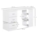 120cm Computer Desk Writing Table PC Workstation Study Laptop Stationery w/ 3 Shelf & Drawers White by HOMCOM