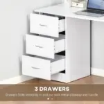 120cm Computer Desk Writing Table PC Workstation Study Laptop Stationery w/ 3 Shelf & Drawers White by HOMCOM