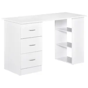 120cm Computer Desk Writing Table PC Workstation Study Laptop Stationery w/ 3 Shelf & Drawers White by HOMCOM
