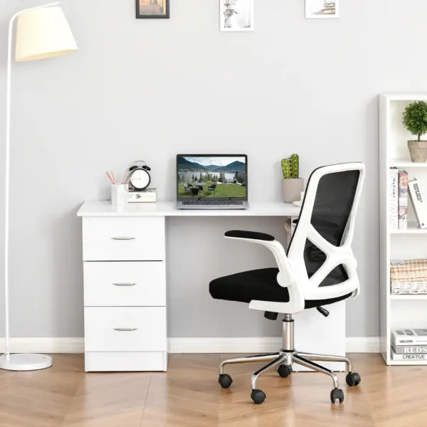 120cm Computer Desk Writing Table PC Workstation Study Laptop Stationery w/ 3 Shelf & Drawers White by HOMCOM