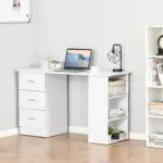 120cm Computer Desk Writing Table PC Workstation Study Laptop Stationery w/ 3 Shelf & Drawers White by HOMCOM