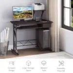 Wooden Computer Desk with Display Shelf, Executive PC Workstation for Home Office in Brown | HOMCOM