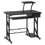 Wooden Computer Desk with Display Shelf, Executive PC Workstation for Home Office in Brown | HOMCOM
