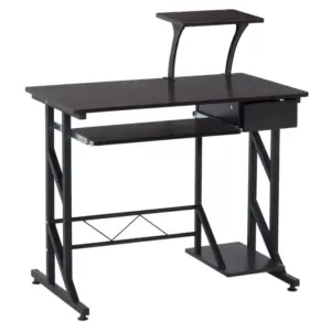 Wooden Computer Desk with Display Shelf, Executive PC Workstation for Home Office in Brown | HOMCOM