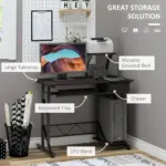Wooden Computer Desk with Display Shelf, Executive PC Workstation for Home Office in Brown | HOMCOM