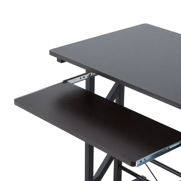 Wooden Computer Desk with Display Shelf, Executive PC Workstation for Home Office in Brown | HOMCOM