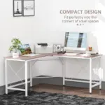 L-Shape Corner Gaming Desk, Computer PC Workstation for Home Office, Three Worktop Writing Table, 76x150cm, Oak | HOMCOM