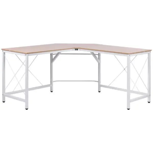 L-Shape Corner Gaming Desk, Computer PC Workstation for Home Office, Three Worktop Writing Table, 76x150cm, Oak | HOMCOM