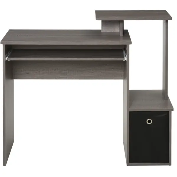 Computer Table with Sliding Keyboard Tray, Storage Drawer & Shelf, Home Office PC Desk, Computer Desk in Grey | HOMCOM