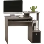 Computer Table with Sliding Keyboard Tray, Storage Drawer & Shelf, Home Office PC Desk, Computer Desk in Grey | HOMCOM
